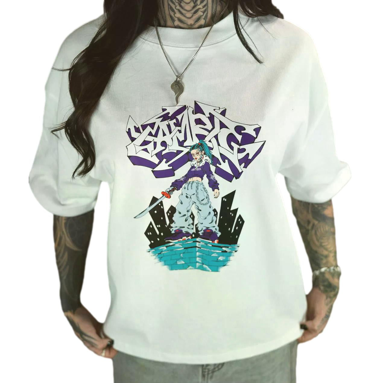 Gamble Katana Girl Tee White