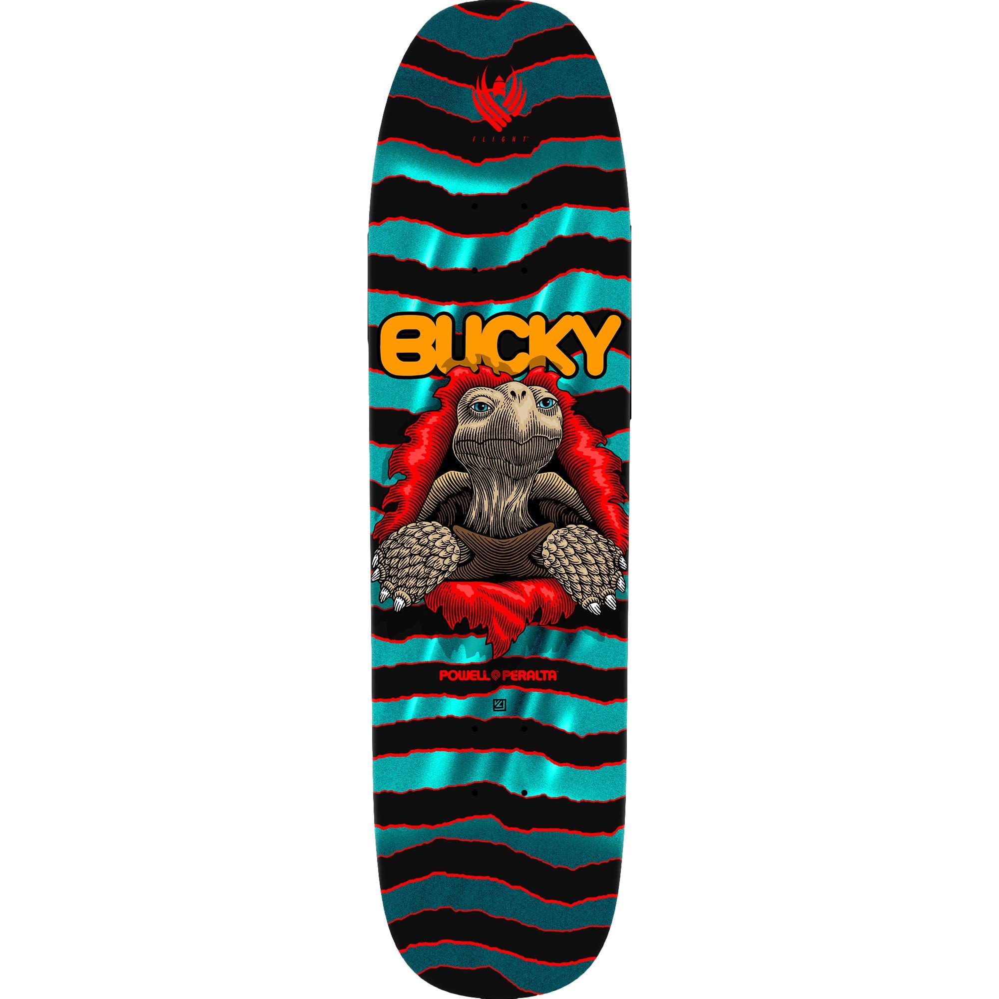 Powell Peralta Pro Bucky Lasek Tortoise FLIGHT® Turquoise Foil Skateboard Deck - 8.62 x 32.2