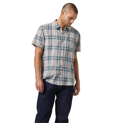 Brixton Charter Button Up Shirt Beige / Azure Blue