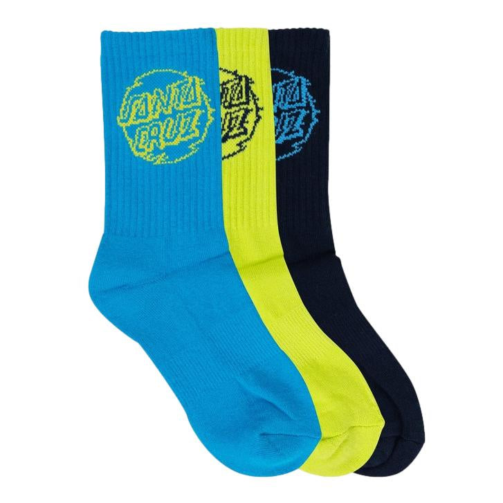 Santa Cruz Vivid Dot Socks Mono 3 Pack Navy / Lime / Turquoise