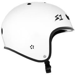 S-One E-Helmet Retro Lifer White Gloss/Black Checkers