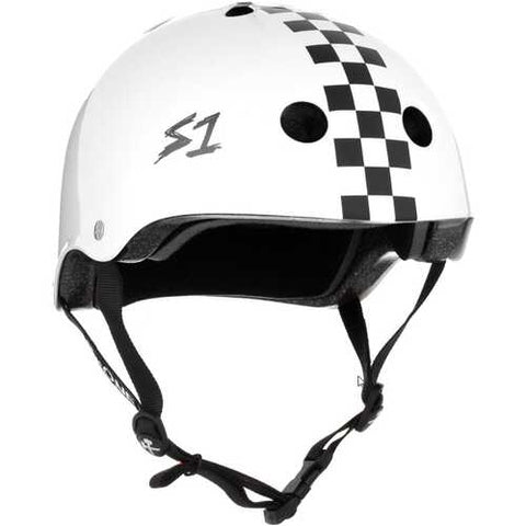 S-One Helmet Mega Lifer White Gloss/Black Checkers
