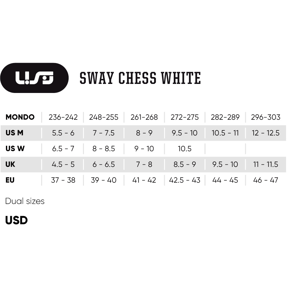 USD Sway Chess White Aggressive Inline Skates