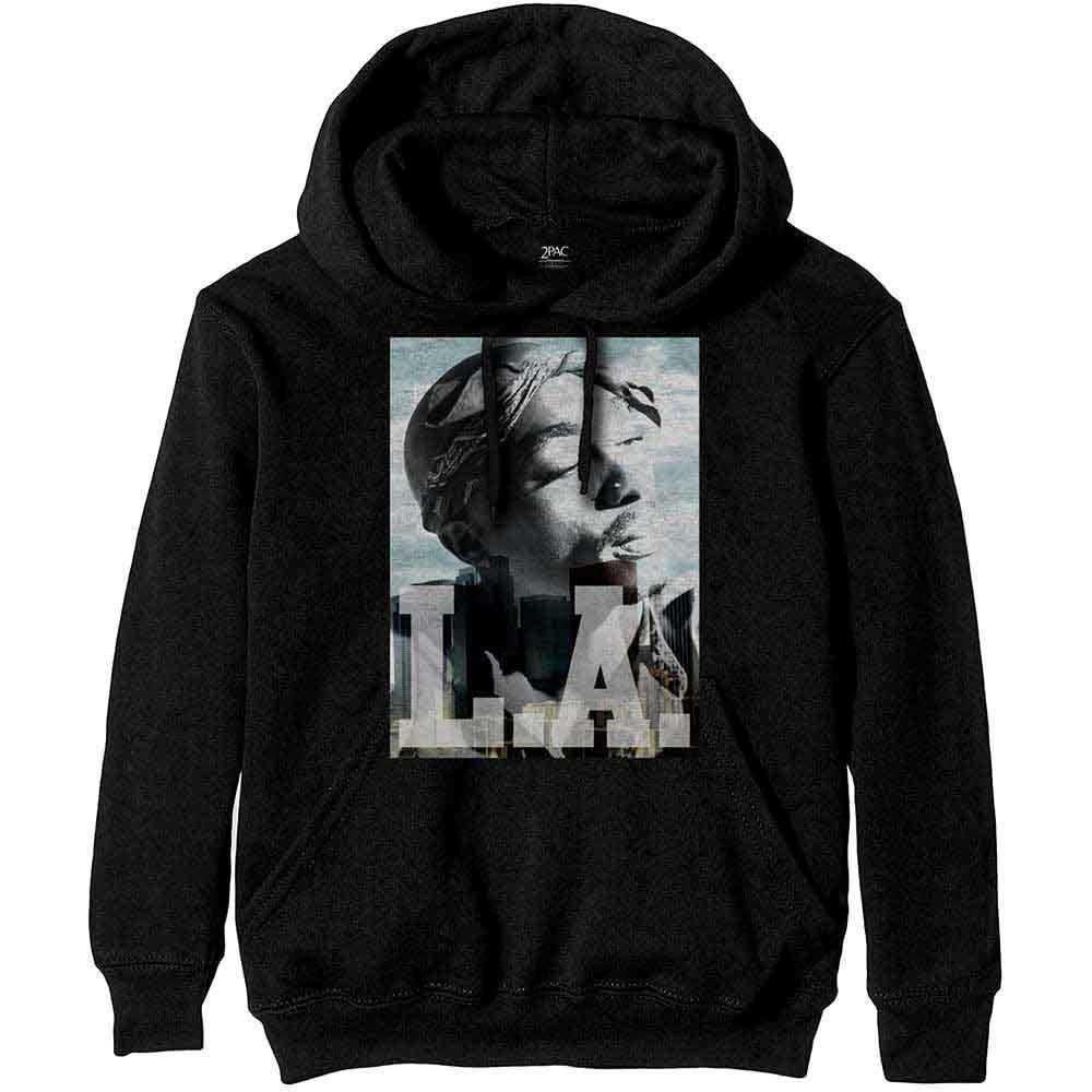 Tupac Unisex Pullover Hoodie: LA Skyline Black
