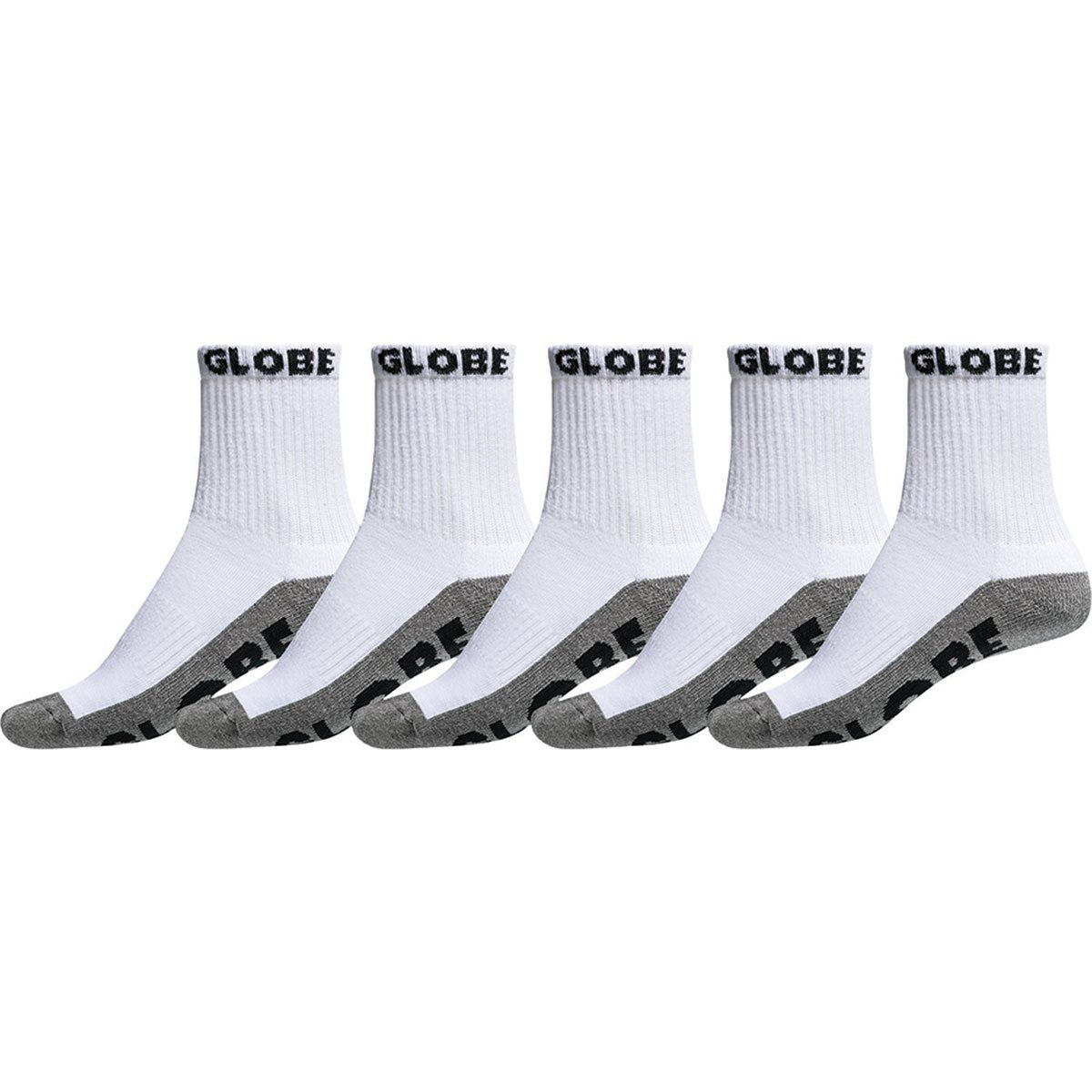 Globe Youth Quarter Sock 5 Pack White / Grey