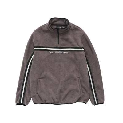 X-Large Stripe Polar Fleece Quarter Zip Mocha