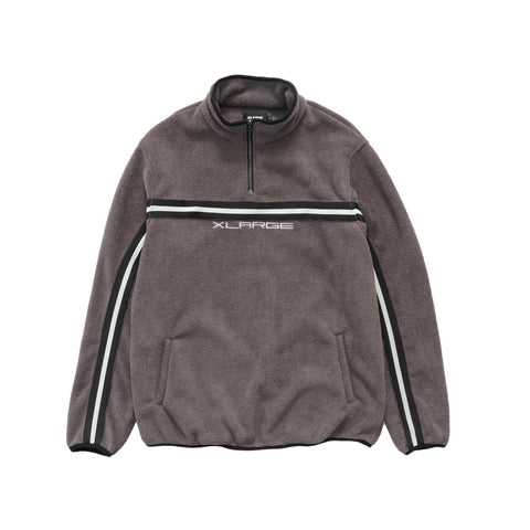 X-Large Stripe Polar Fleece Quarter Zip Mocha