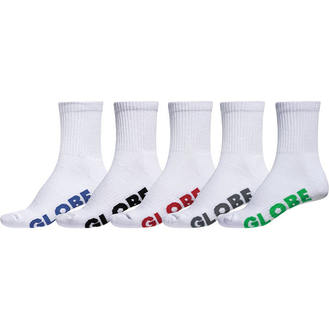 Globe Mens Stealth Crew Sock White 5 Pack