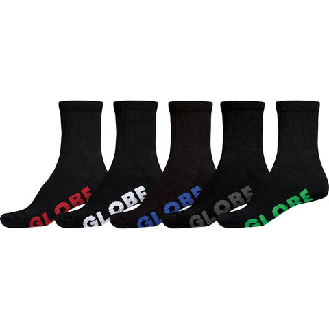 Globe Youth Stealth Crew Sock 5 Pack Black