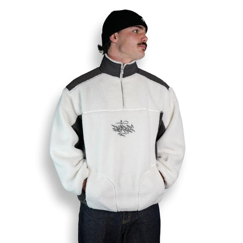 Gamble Sherpa Quarter Zip Jacket White
