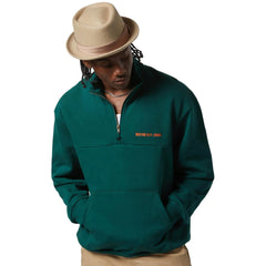 Brixton Embroidered Heavy Weight Hooded Zip Up Deep Emerald