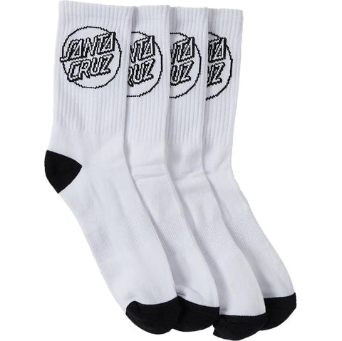 Santa Cruz Opus Dot Crew Socks 4 Pack White