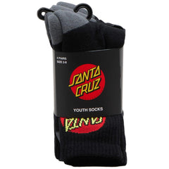 Santa Cruz Classic Dot Youth Sock Black 4 Pack