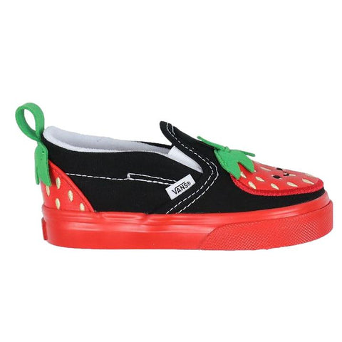 Vans Slip On V Youth Shoe (Strawberry) Red / Black