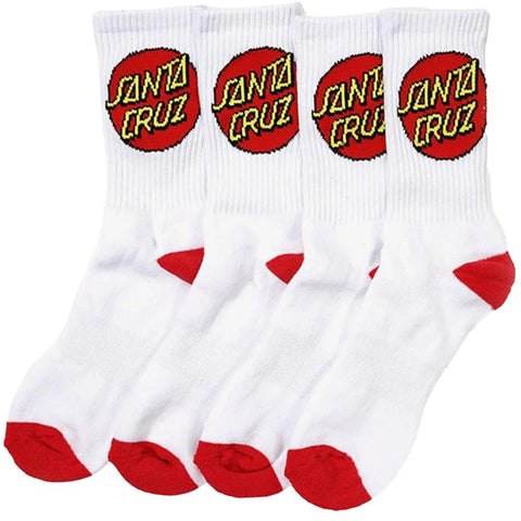 Santa Cruz Classic Dot Socks 4pk Youth White