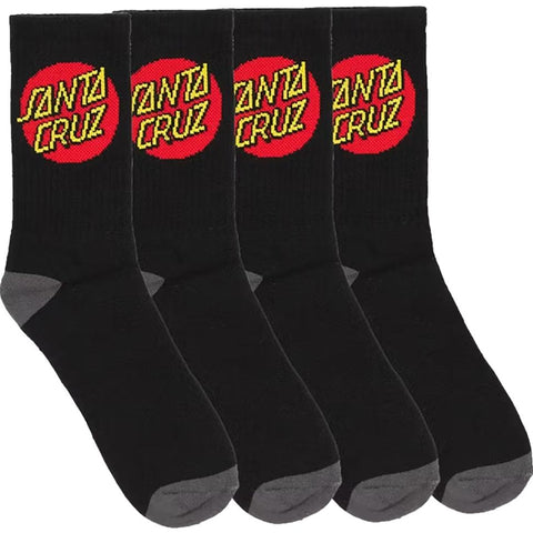 Santa Cruz Classic Dot Mens Sock Black - 4 Pack