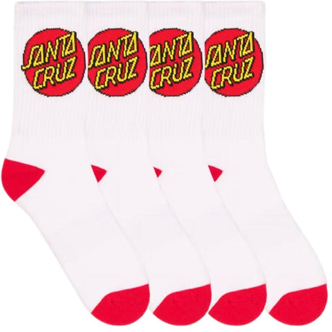 Santa Cruz Classic Dot Mens Sock White 4 pack US 7 - 11