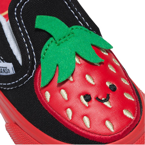 Vans Slip On V Youth Shoe (Strawberry) Red / Black