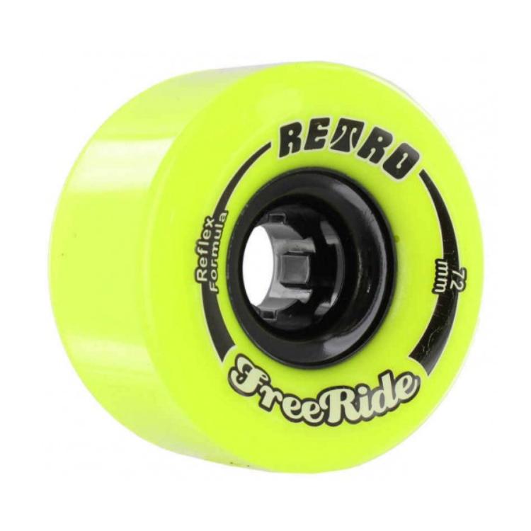 ABEC 11 Retro Freerides Reflex 72mm 83a Skateboard Wheels Neon Yellow 4 Pack