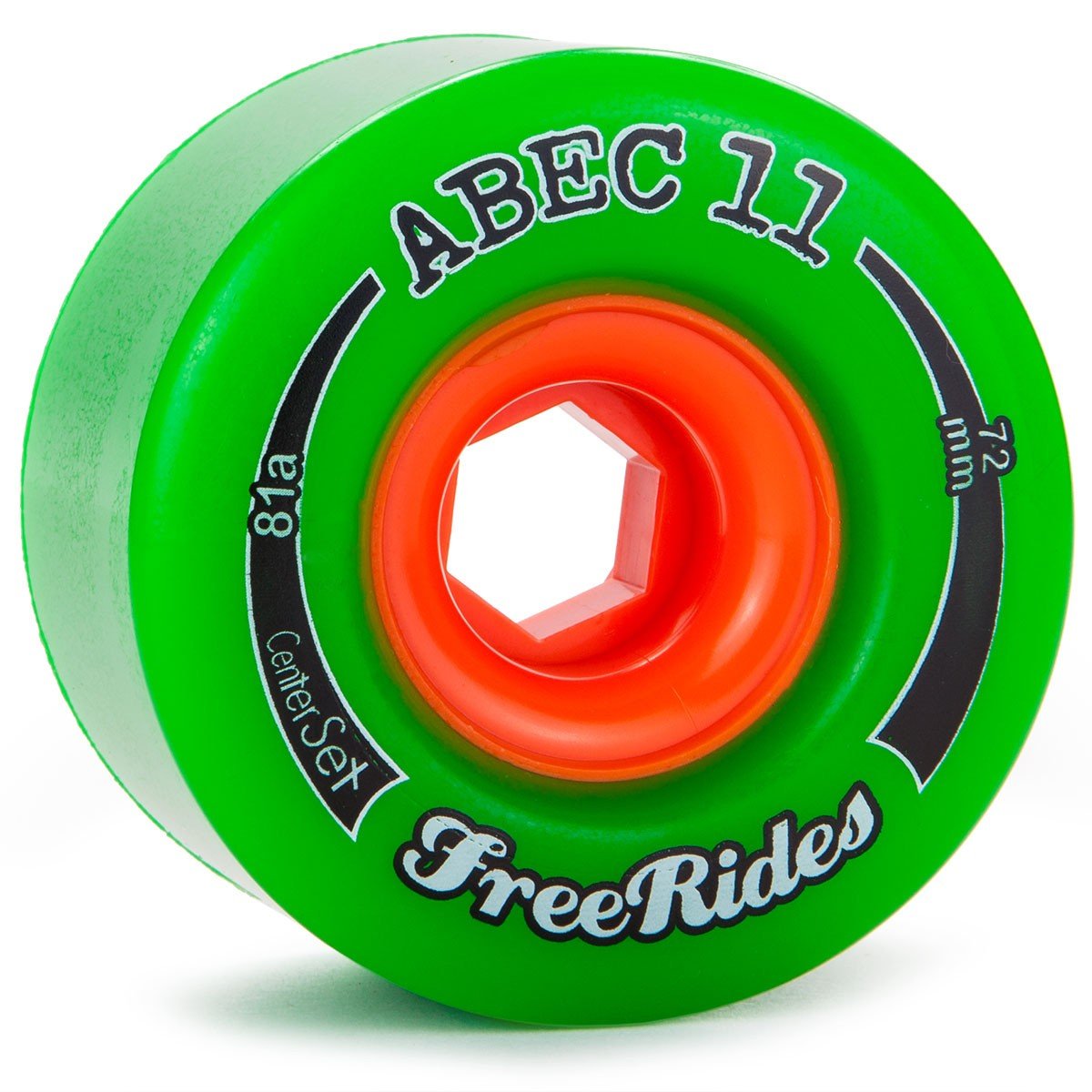 ABEC 11 Classic Freeride Centre Set Skateboard Wheels 72mm Green 4 Pack