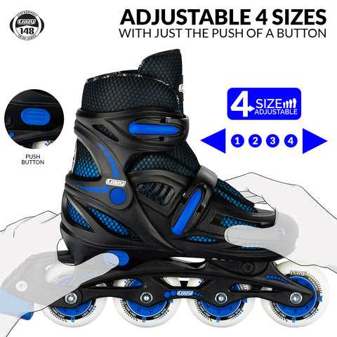 Crazy Skates 148 Adjustable Inline Skates Black/Blue