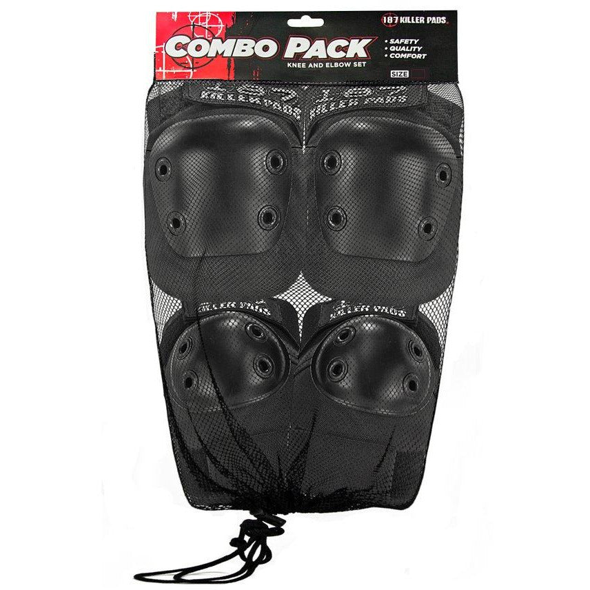 187 Knee and Elbow Padding Set Combo Pack Black - Da Klinic Online | Skate Specialists