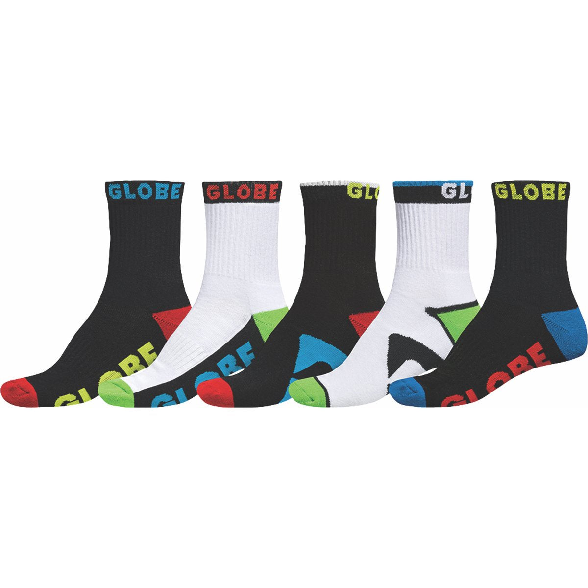 Globe Boys Destroyer Crew Socks 5 Pack Assorted