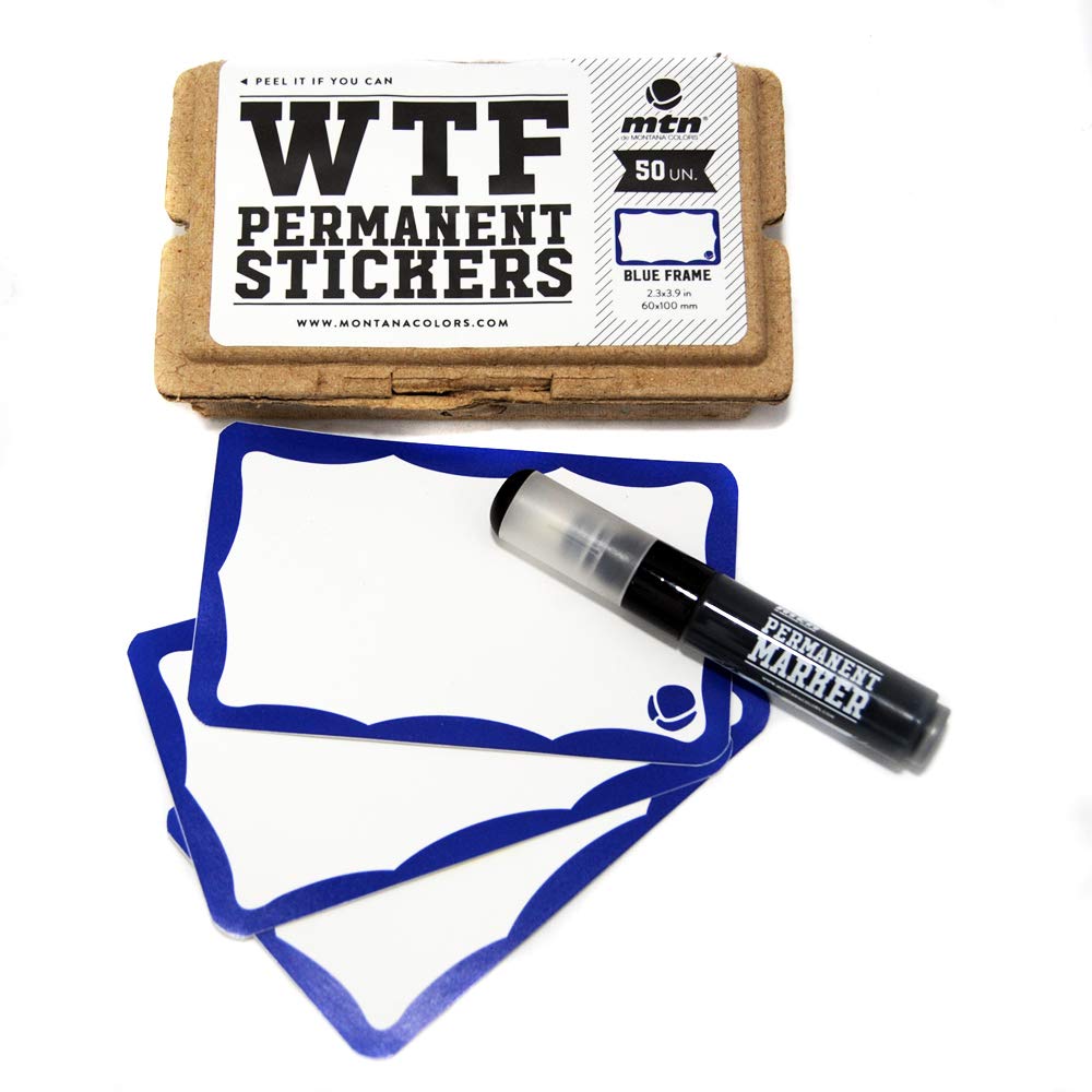 MTN WTF Stickers Set Blue Frame 50 units & Marker