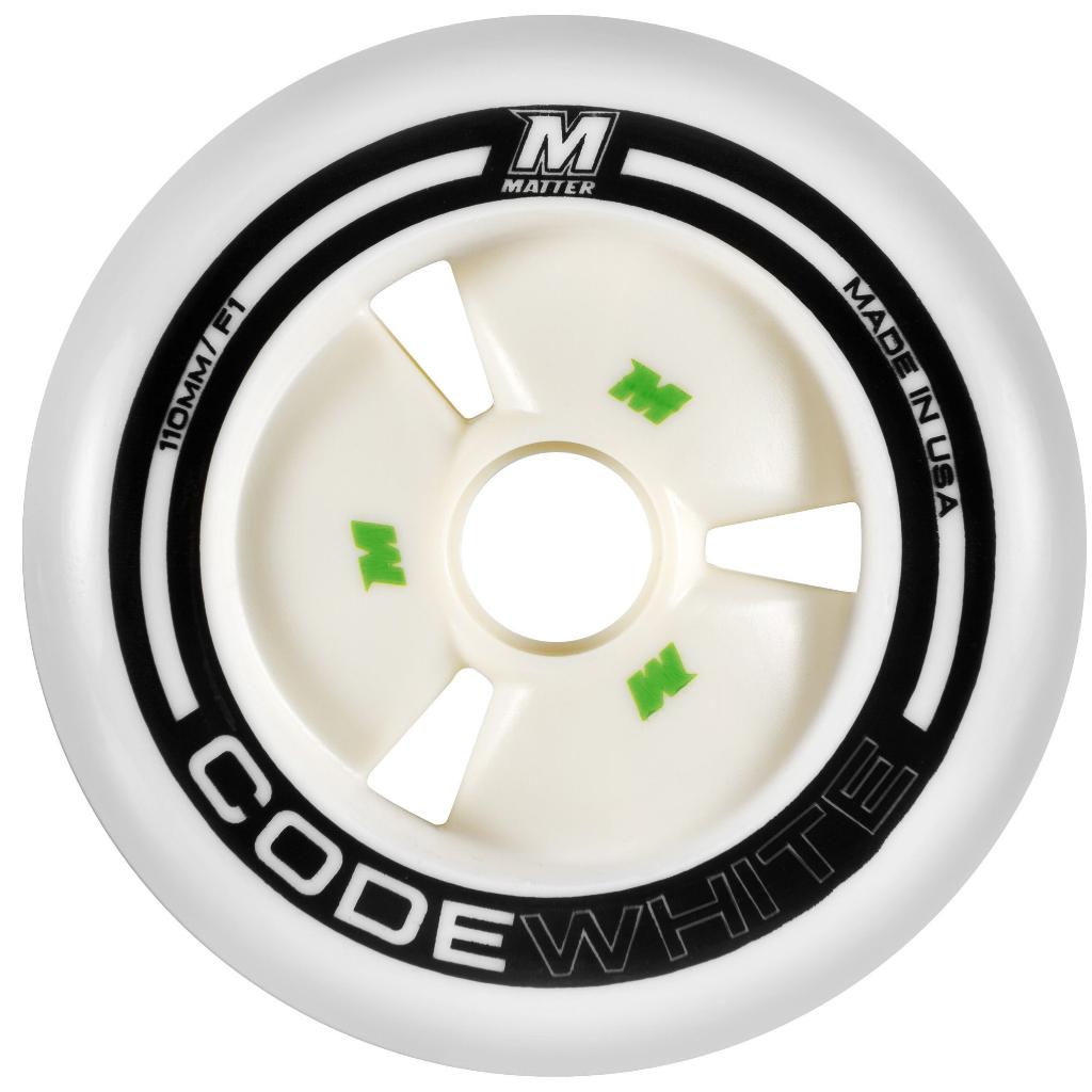 Matter Wheels Code White Inline Wheels (100mm - 110mm) 8 Pack - Da Klinic Online | Skate Specialists