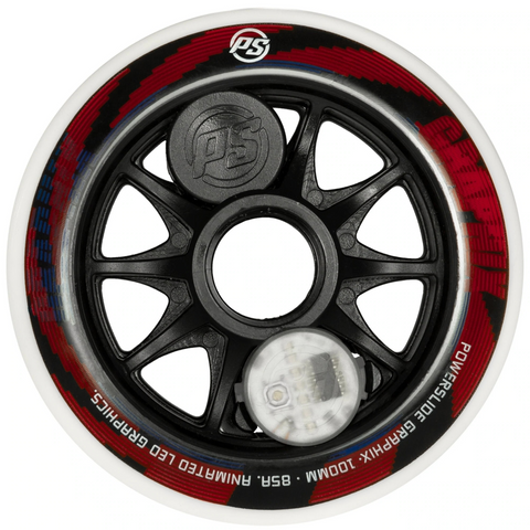 Powerslide Graphix  LED Coloured 100mm Inline Wheels (EACH)