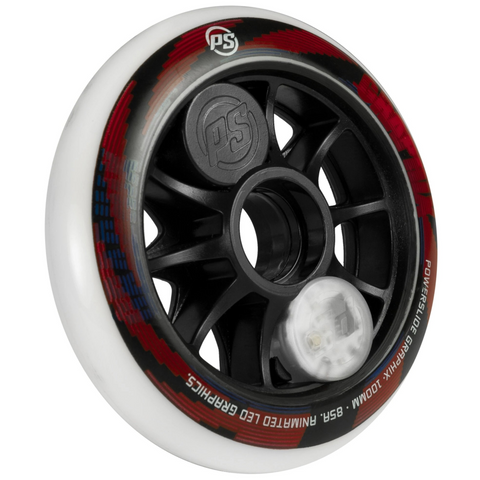 Powerslide Graphix  LED Coloured 100mm Inline Wheels (EACH)