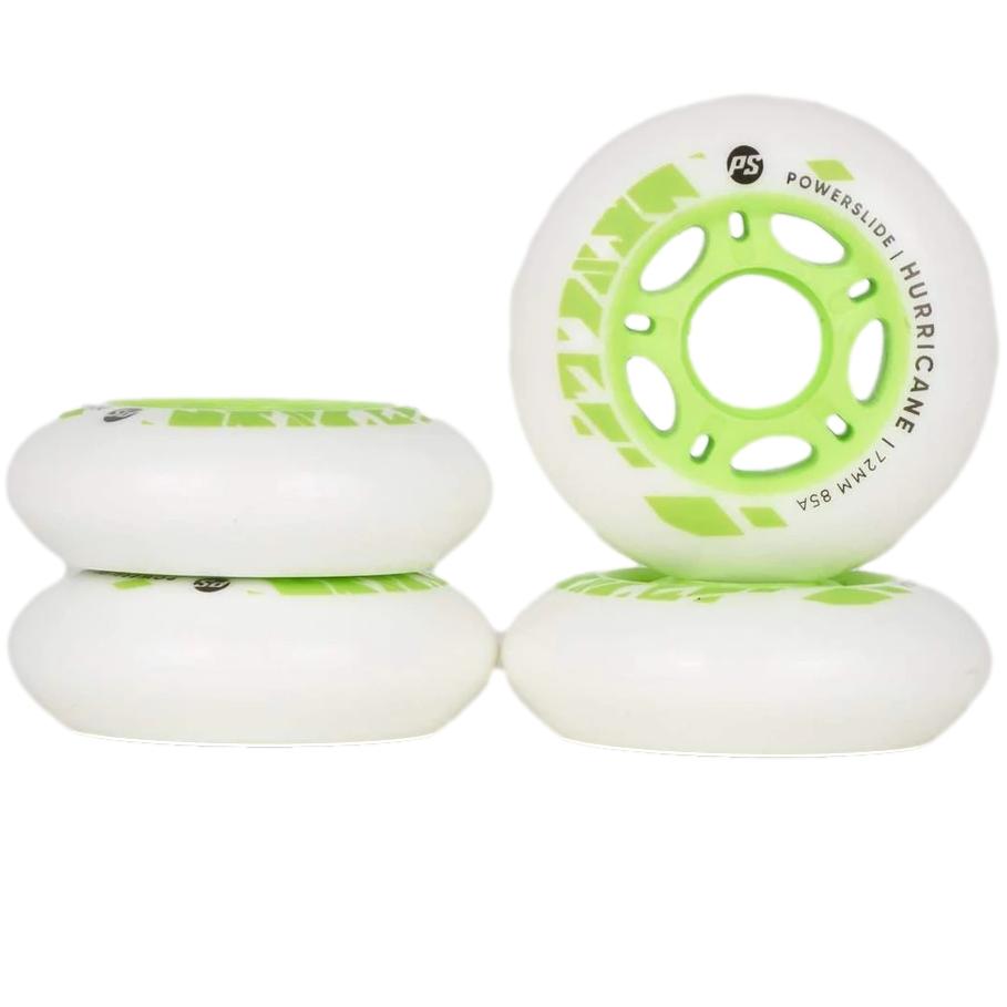 Powerslide Hurricane Inline Skate Wheels White/Green EACH