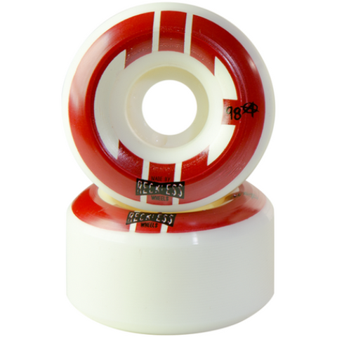 Reckless CIB Street 55mm 98a Rollerskate Wheels White Red 4 Pack - Da Klinic Online | Skate Specialists