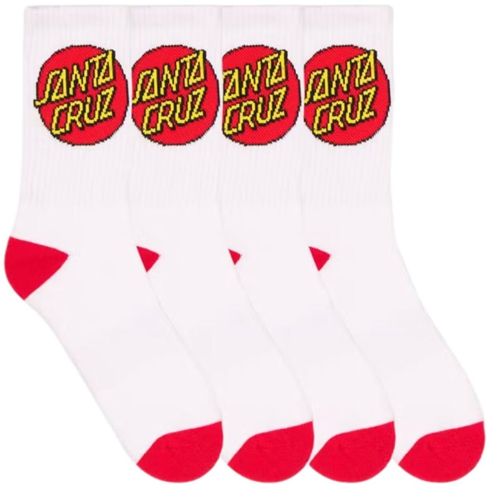 Santa Cruz Classic Dot Youth Socks White 4 Pack US 2-8