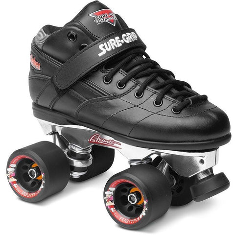 Suregrip Rebel Roller Skates Black w Avanti Aluminium Plate - Da Klinic Online | Skate Specialists