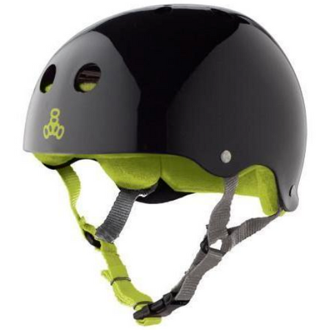 Triple 8 Skate Helmet SS Black Gloss w Green Liner - Da Klinic Online | Skate Specialists