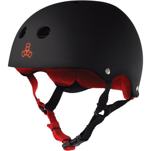 Triple 8 Skate Helmet SS Black Rubber w Red Liner - Da Klinic Online | Skate Specialists
