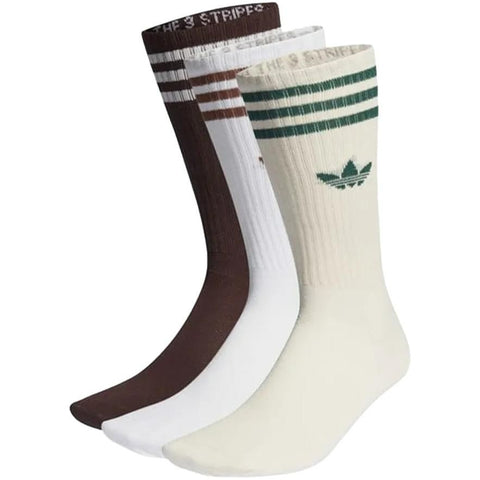 Adidas Solid Crew Sock White/Brown/Green