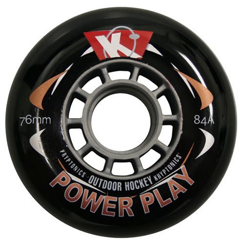 Kryptonics Inline Wheels Powerplay 72mm & 80mm/84a Black 4 Pack