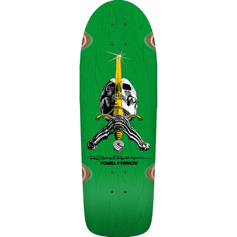 Powell Peralta OG Ray Rodriguez Skull & Sword Reissue Skateboard Deck Green Stain - 10 x 30