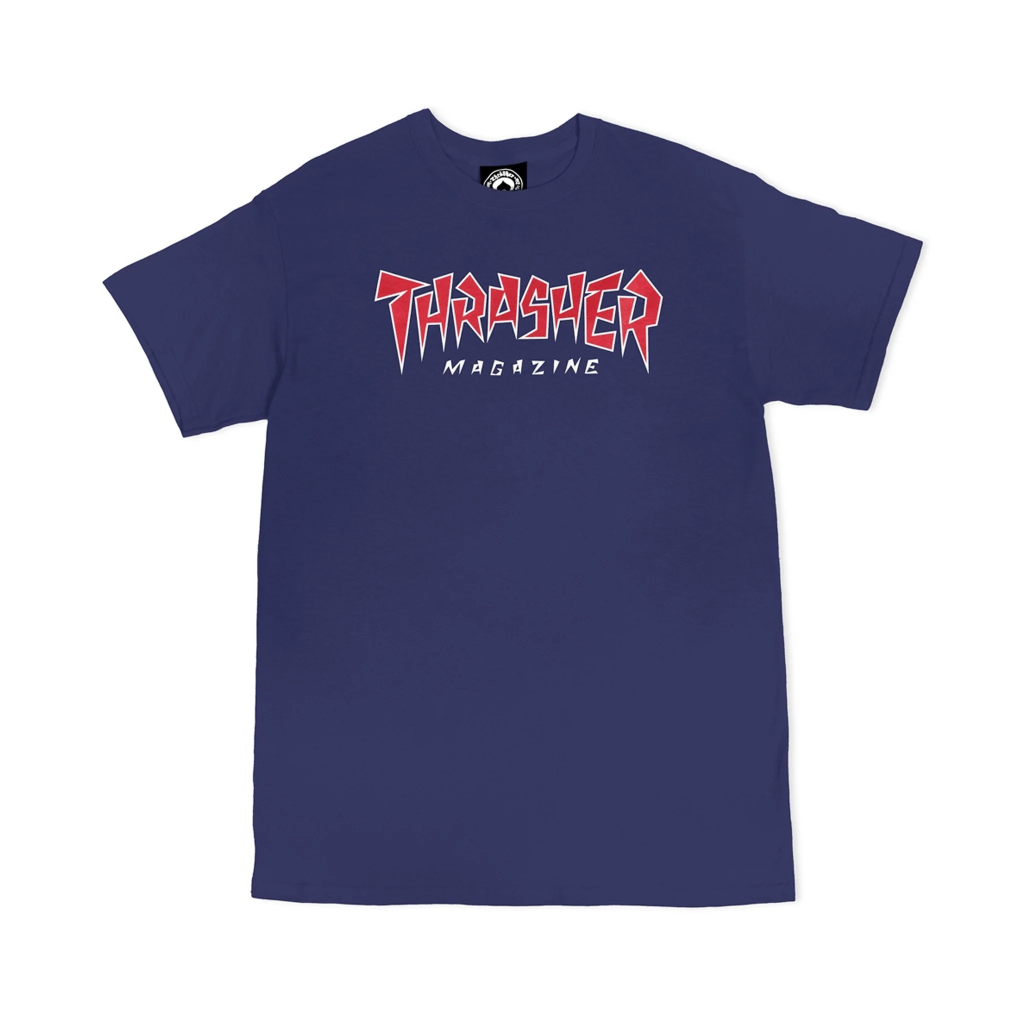 Thrasher Jagged Logo Tee Navy Blue
